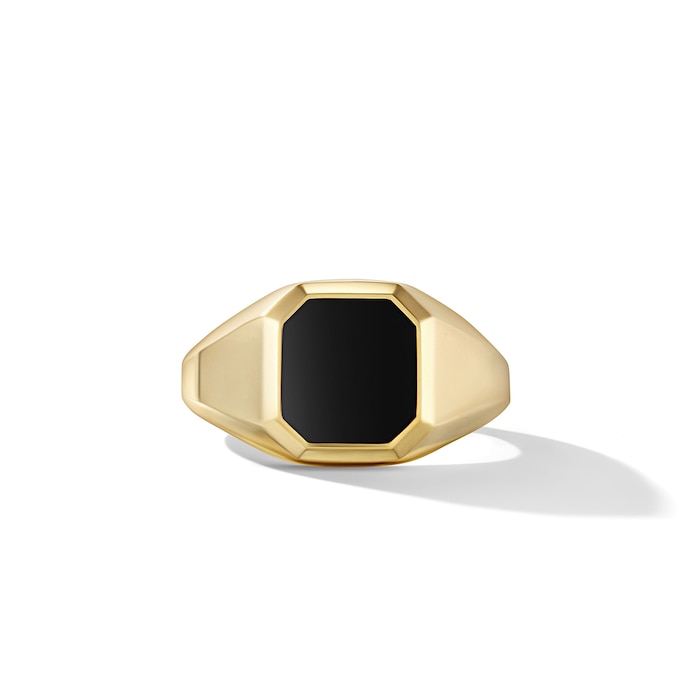 David Yurman Streamline® Signet Ring in 18ct Yellow Gold with Black Onyx, 14mm