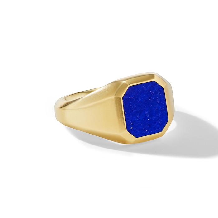 David Yurman Streamline® Signet Ring in 18ct Yellow Gold with Lapis, 14mm