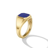 David Yurman Streamline® Signet Ring in 18ct Yellow Gold with Lapis, 14mm