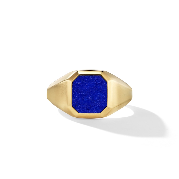 David Yurman Streamline® Signet Ring in 18ct Yellow Gold with Lapis, 14mm