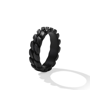 David Yurman Curb Chain Band Ring in Black Titanium, 6mm