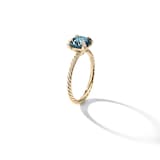 David Yurman Chatelaine® Ring in 18ct Yellow Gold with Hampton Blue Topaz and Diamonds, 7mm