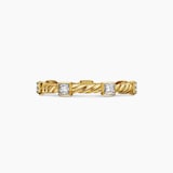 David Yurman Cable Collectibles® Stations Stack Ring in 18ct Yellow Gold with Diamonds - Ring Size L