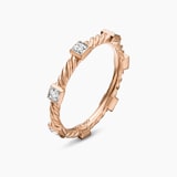 David Yurman Cable CollectiblesÂ® Stations Stack Ring in 18ct Rose Gold with Diamonds - Ring Size L