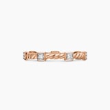 David Yurman Cable CollectiblesÂ® Stations Stack Ring in 18ct Rose Gold with Diamonds - Ring Size L