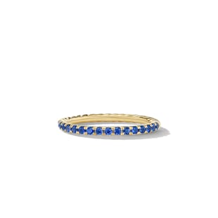David Yurman Cable Collectibles® Stack Ring in 18ct Yellow Gold with Pavé Blue Sapphires, 2mm