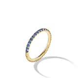 David Yurman Cable Collectibles® Stack Ring in 18ct Yellow Gold with Pavé Blue Sapphires, 2mm