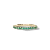 David Yurman Cable Collectibles® Stack Ring in 18ct Yellow Gold with Pavé Emeralds, 2mm