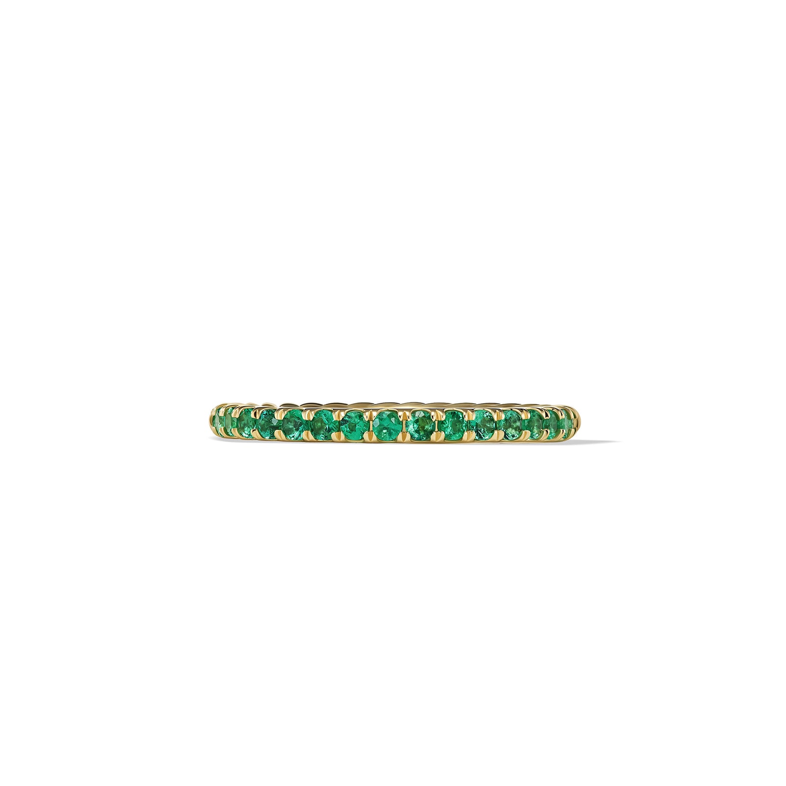 David Yurman Cable Collectibles® Stack Ring in 18ct Yellow Gold with Pavé Emeralds, 2mm