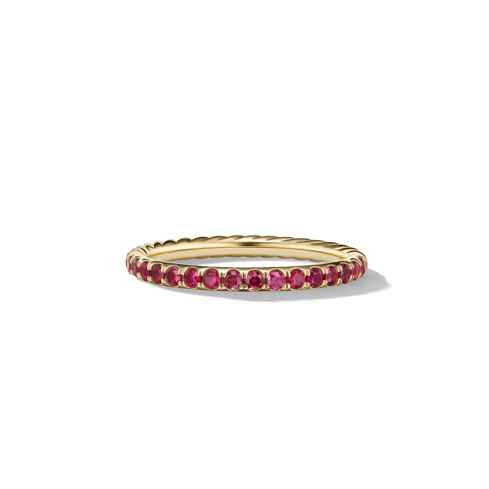 Cable CollectiblesÂ® Stack Ring in 18ct Yellow Gold with PavÃ© Rubies - Ring Size L.5