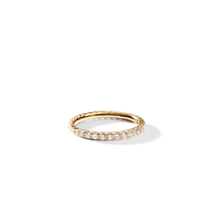 David Yurman Cable Collectibles® Stack Ring in 18ct Yellow Gold with Diamonds, 2mm