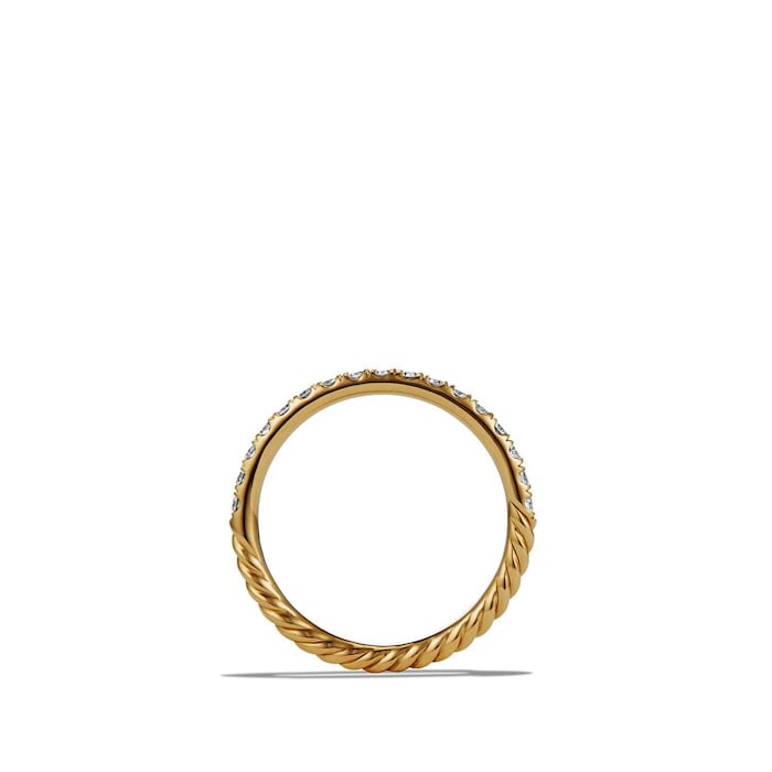 David Yurman Cable Collectibles® Stack Ring in 18ct Yellow Gold with Diamonds, 2mm