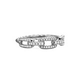 David Yurman Stax Chain Link Ring in 18ct White Gold with Diamonds, 4.5mm