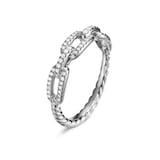 David Yurman Stax Chain Link Ring in 18ct White Gold with Diamonds, 4.5mm