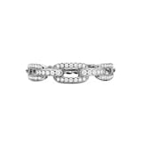 David Yurman Stax Chain Link Ring in 18ct White Gold with Diamonds, 4.5mm