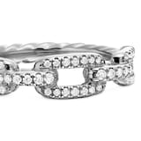 David Yurman Stax Chain Link Ring in 18ct White Gold with Diamonds, 4.5mm