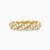 David Yurman Sculpted Cable Flex Band Ring in 18ct Yellow Gold with Diamonds - Ring Size I
