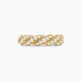 David Yurman Sculpted Cable Flex Band Ring in 18ct Yellow Gold with Diamonds - Ring Size I