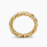 David Yurman Sculpted Cable Flex Band Ring in 18ct Yellow Gold with Diamonds - Ring Size I