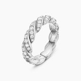 David Yurman Sculpted Cable Flex Band Ring in 18ct White Gold with Diamonds, 5mm