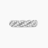 David Yurman Sculpted Cable Flex Band Ring in 18ct White Gold with Diamonds, 5mm
