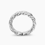 David Yurman Sculpted Cable Flex Band Ring in 18ct White Gold with Diamonds, 5mm