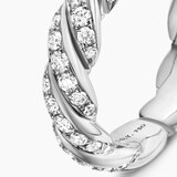 David Yurman Sculpted Cable Flex Band Ring in 18ct White Gold with Diamonds, 5mm