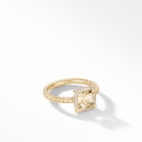 David Yurman Petite Chatelaine® Pavé Bezel Ring in 18ct Yellow Gold with Champagne Citrine and Diamonds, 7mm