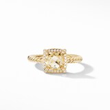David Yurman Petite Chatelaine® Pavé Bezel Ring in 18ct Yellow Gold with Champagne Citrine and Diamonds, 7mm