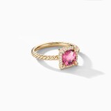 David Yurman Petite ChatelaineÂ® PavÃ© Bezel Ring in 18ct Yellow Gold with Pink Tourmaline and Diamonds - Ring Size K.5