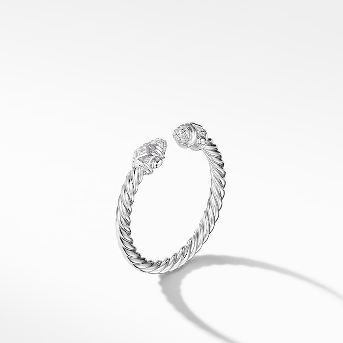 David Yurman Renaissance Ring in 18ct White Gold with Diamonds, 2.3mm