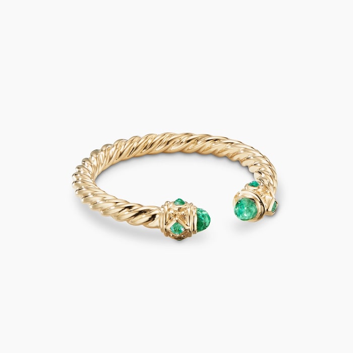 David Yurman Renaissance Ring in 18K Yellow Gold with Emeralds, 2.3mm