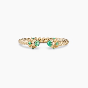 David Yurman Renaissance Ring in 18K Yellow Gold with Emeralds, 2.3mm