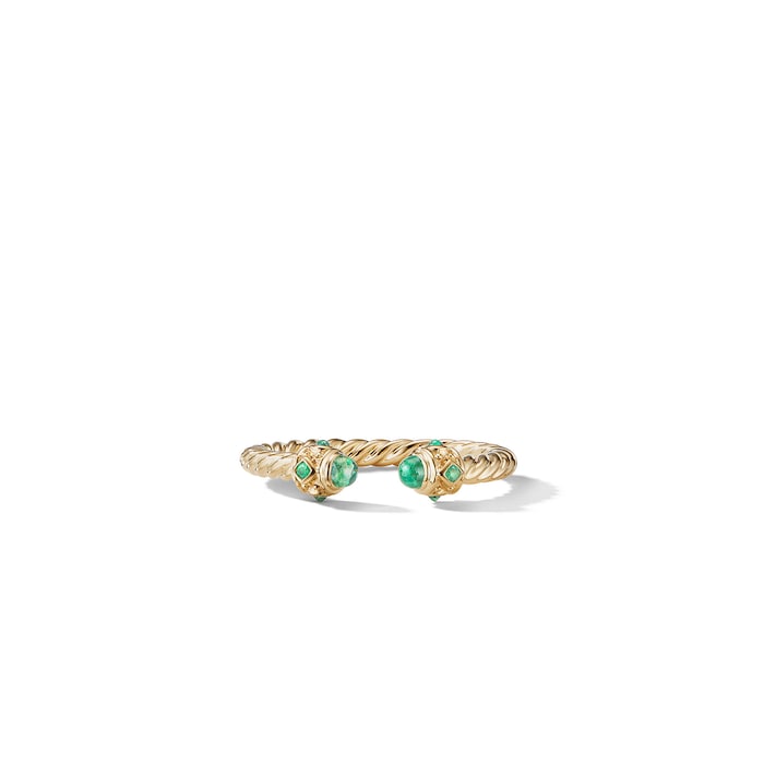 David Yurman Renaissance Ring in 18K Yellow Gold with Emeralds, 2.3mm