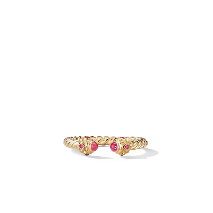 David Yurman Renaissance Ring in 18ct Yellow Gold with Rubies, 2.3mm