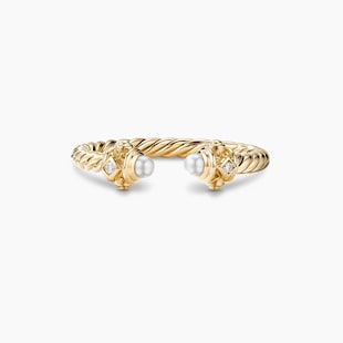 David Yurman Renaissance Ring in 18ct Yellow Gold with Pearls and Diamonds, 2.3mm