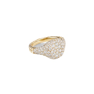 David Yurman Pavé Pinky Ring in 18ct Yellow Gold with Diamonds, 10mm