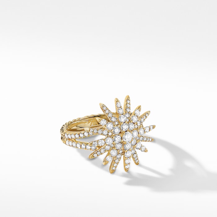 David Yurman Starburst Ring in 18ct Yellow Gold with Diamonds, 20mm