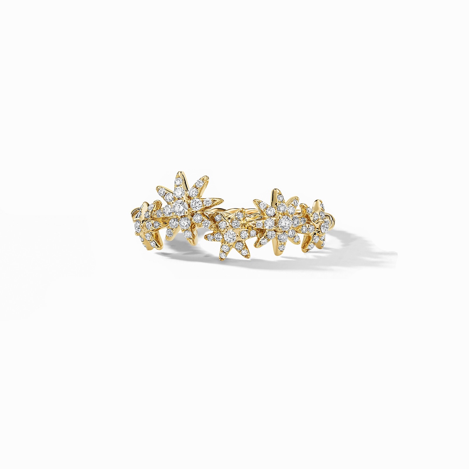 David Yurman Starburst Cluster Band Ring in 18ct Yellow Gold with Diamonds - Ring Size L.5
