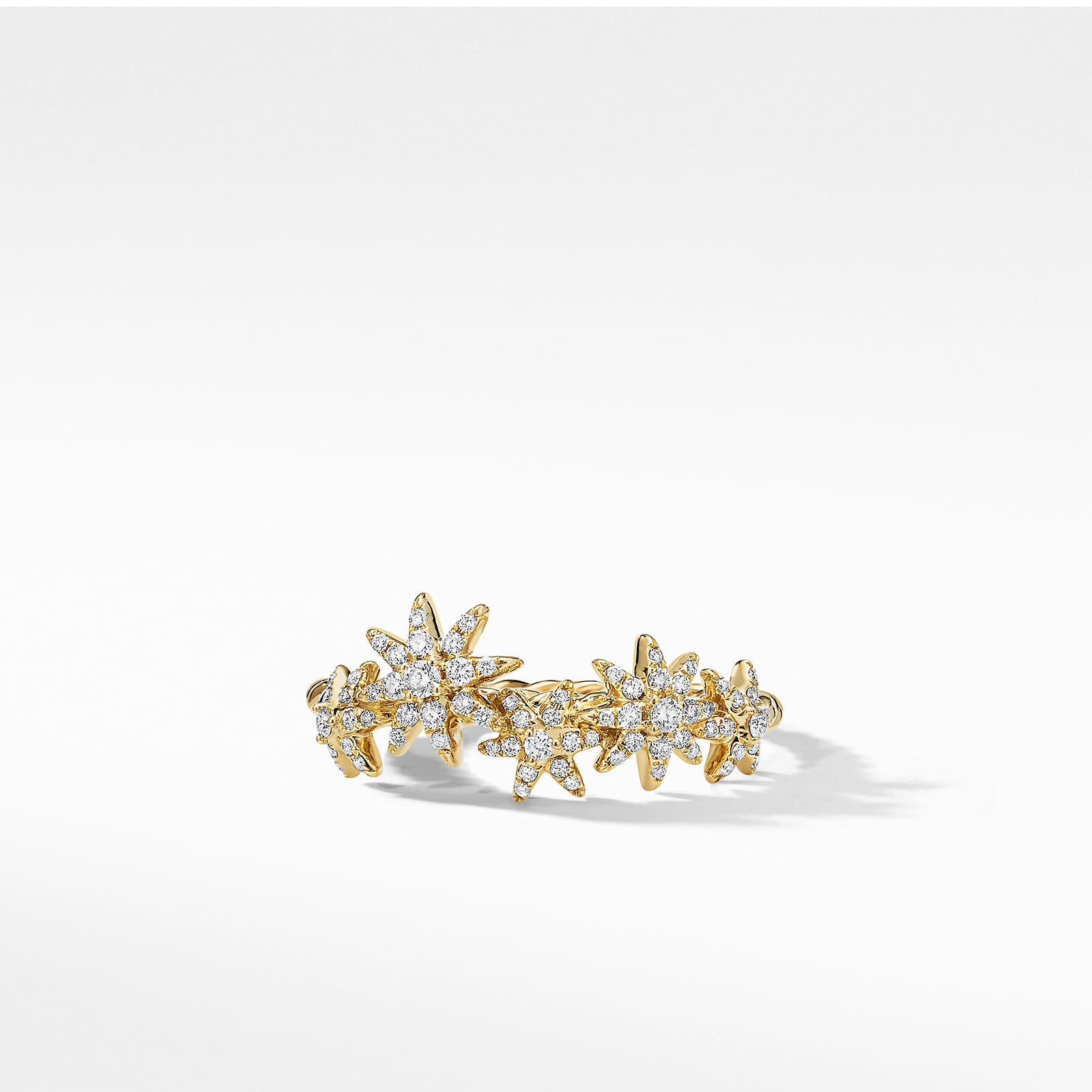 David Yurman Starburst Cluster Band Ring in 18ct Yellow Gold with Diamonds, 9mm