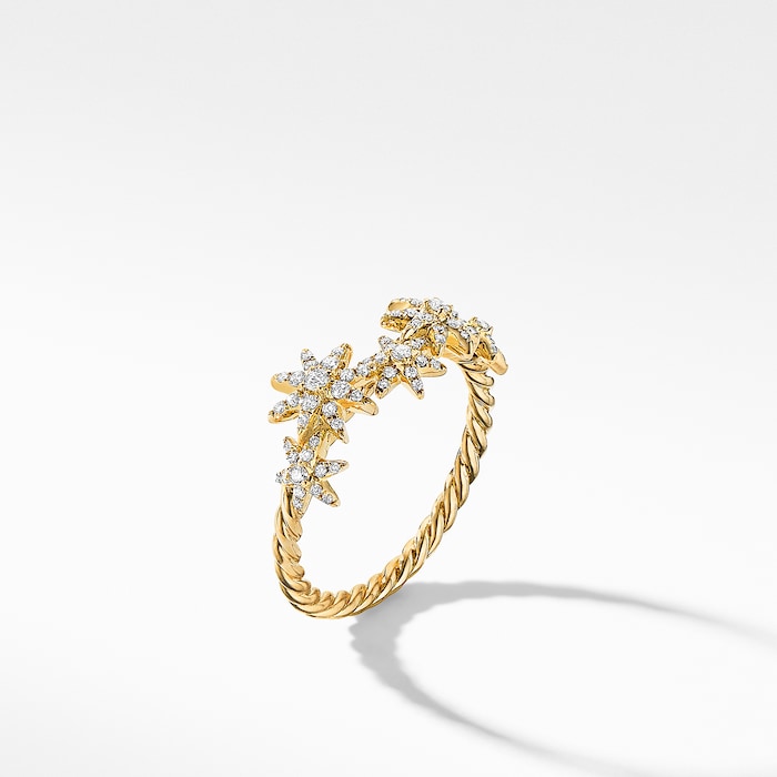 David Yurman Starburst Cluster Band Ring in 18ct Yellow Gold with Diamonds, 9mm