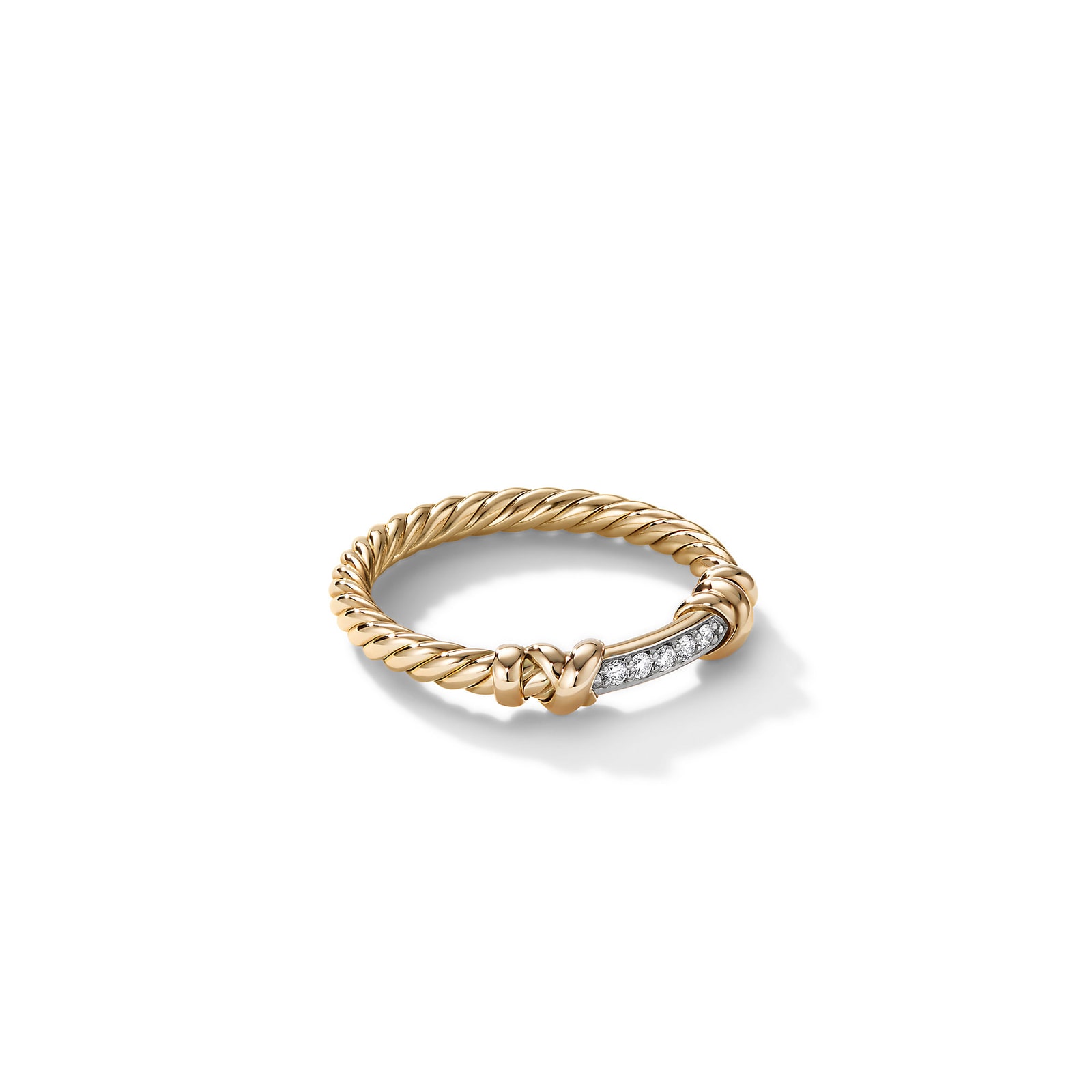 David Yurman Petite Helena Wrap Band Ring in 18ct Yellow Gold with Diamonds, 4mm