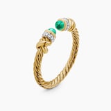 David Yurman Petite Helena Ring in 18ct Yellow Gold with Emeralds and Diamonds, 2.5mm