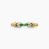 David Yurman Petite Helena Ring in 18ct Yellow Gold with Emeralds and Diamonds, 2.5mm