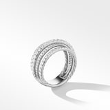 David Yurman Pavé Crossover Ring in 18ct White Gold with Diamonds, 11mm