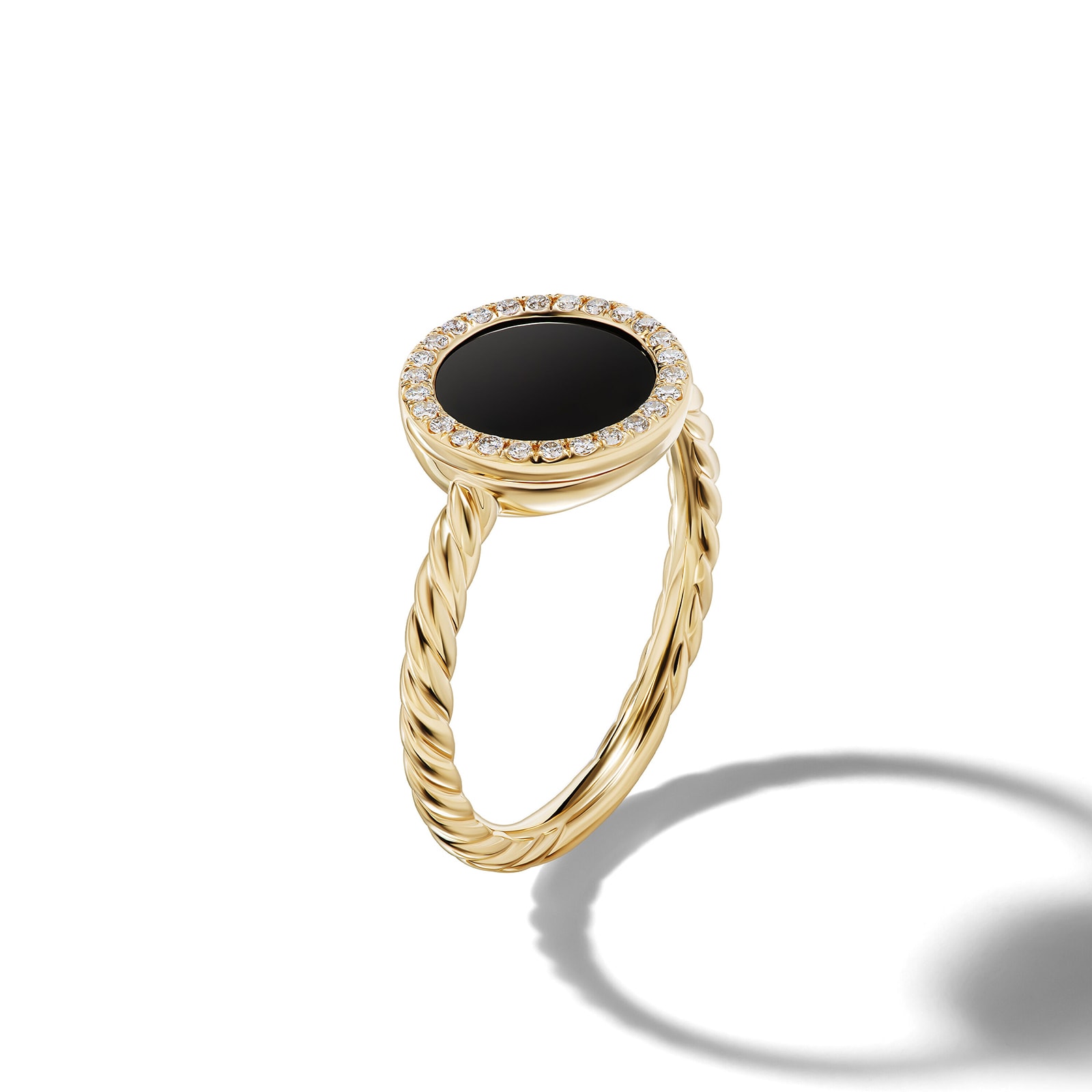 David Yurman Petite DY Elements® in 18ct Yellow Gold with Black Onyx and Diamonds, 11.3mm