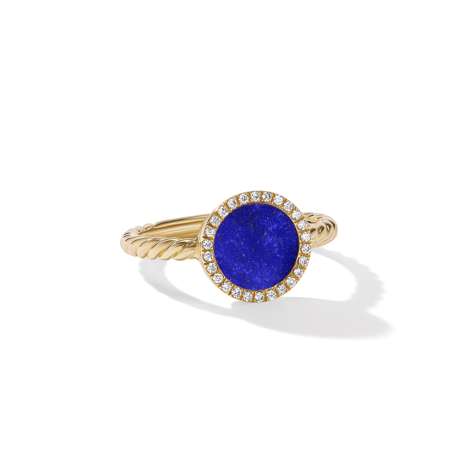 Petite DY Elements® Ring in 18ct Yellow Gold with Lapis and Diamonds, 11.3mm - Ring Size L.5