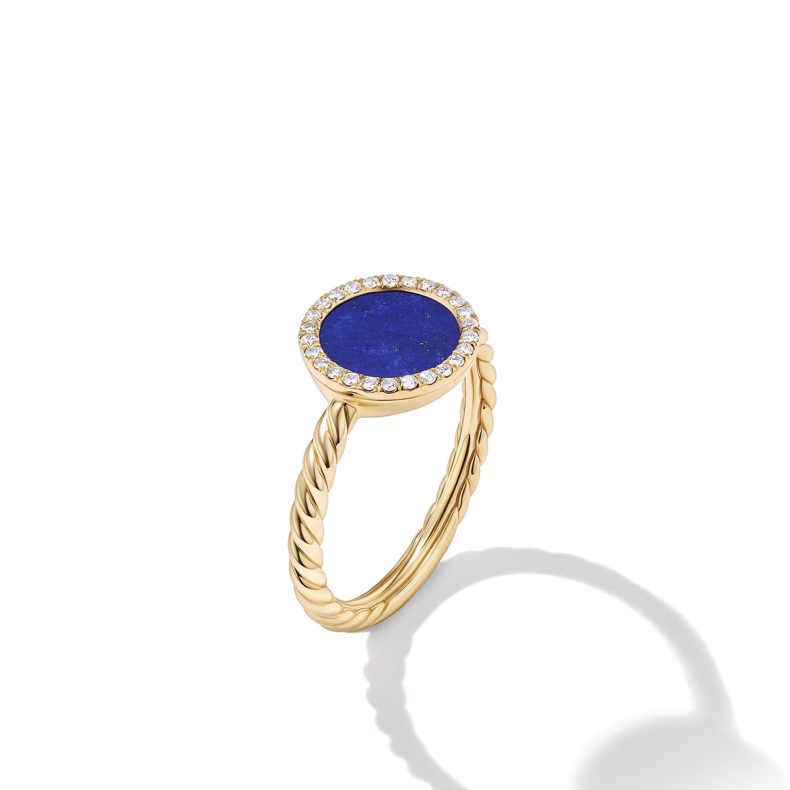 David Yurman Petite DY Elements® Ring in 18ct Yellow Gold with Lapis and Diamonds, 11.3mm