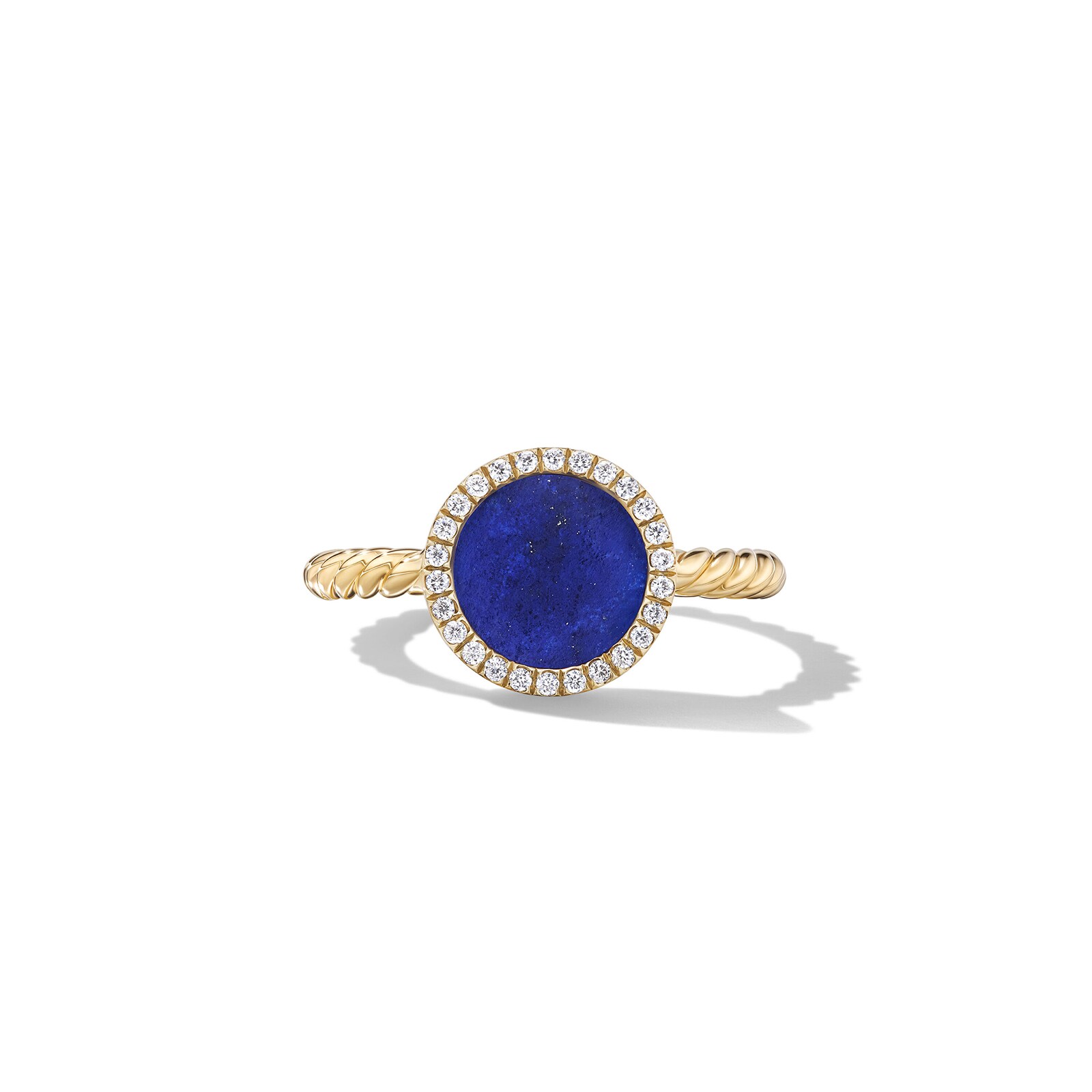 David Yurman Petite DY Elements® Ring in 18ct Yellow Gold with Lapis and Diamonds, 11.3mm