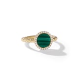 David Yurman Petite DY Elements® in 18ct Yellow Gold with Malachite and Diamonds, 11.3mm